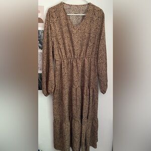 Leopard Print Long Sleeve Dress